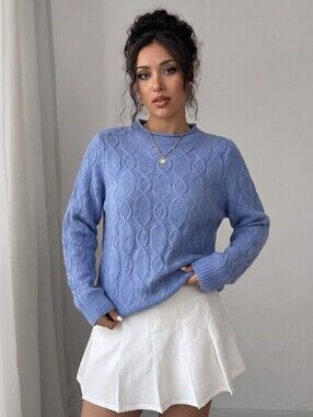 Talbots Women's Blue Cable Knit Soft Preppy Classic Cozy Roll Neck Sweater XL